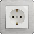 Sedna socket outlet (white insert, brushed aluminium frame)